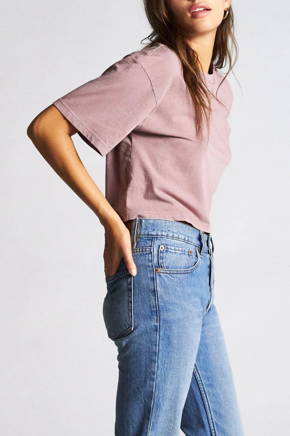 Amanda S/S Crop Tee - Mauve