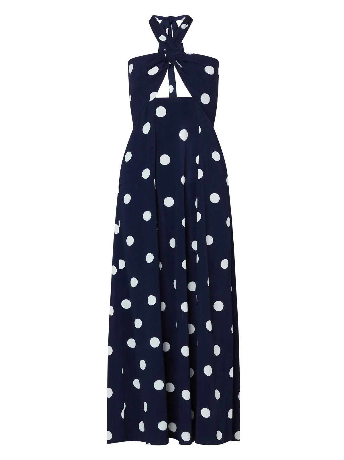 Anouk Navy Polka Dot Halterneck Dress