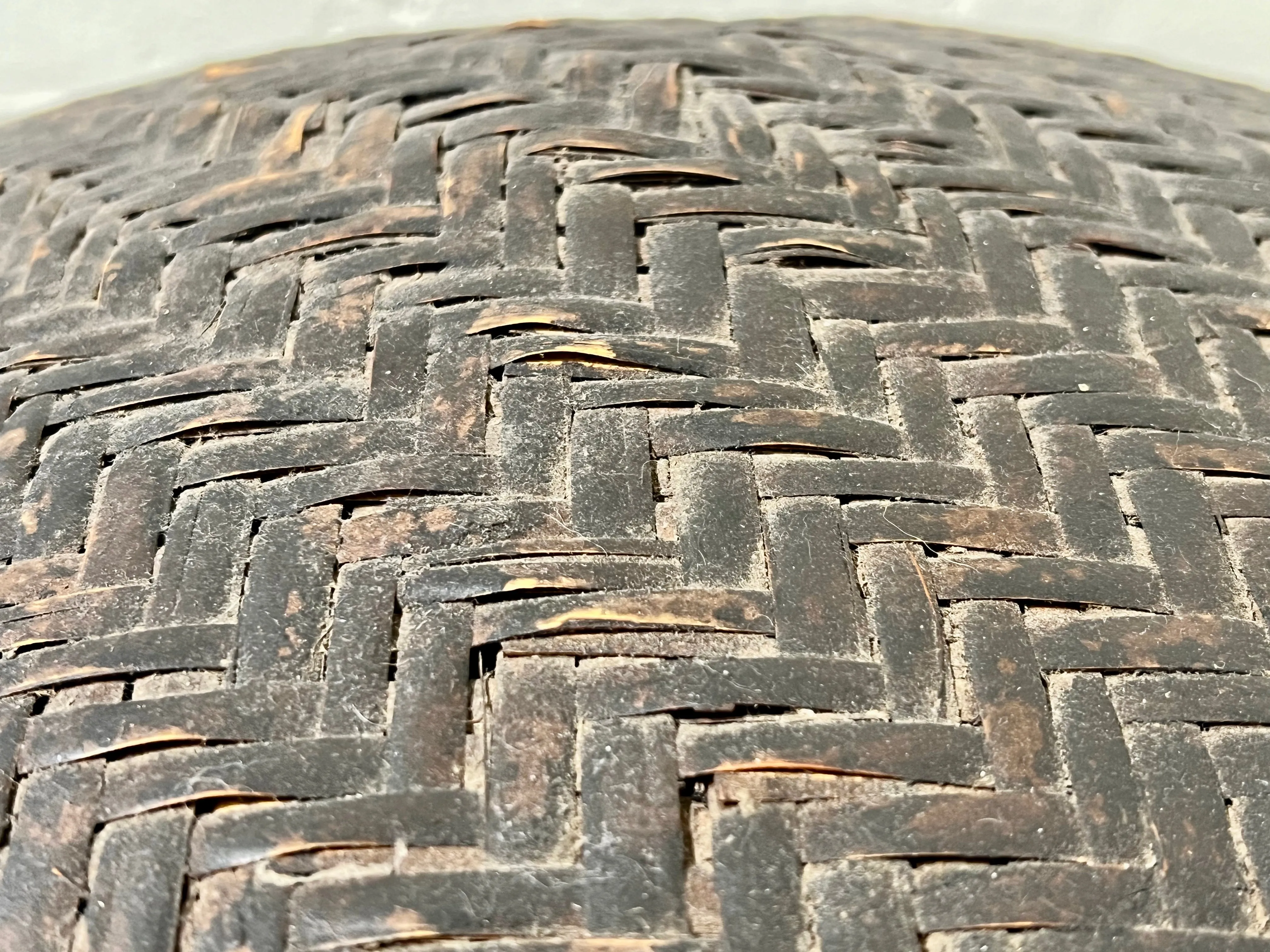 Antique Chinese Basket 19th Century Qing Hand Made Bamboo Storage Basket 22"L