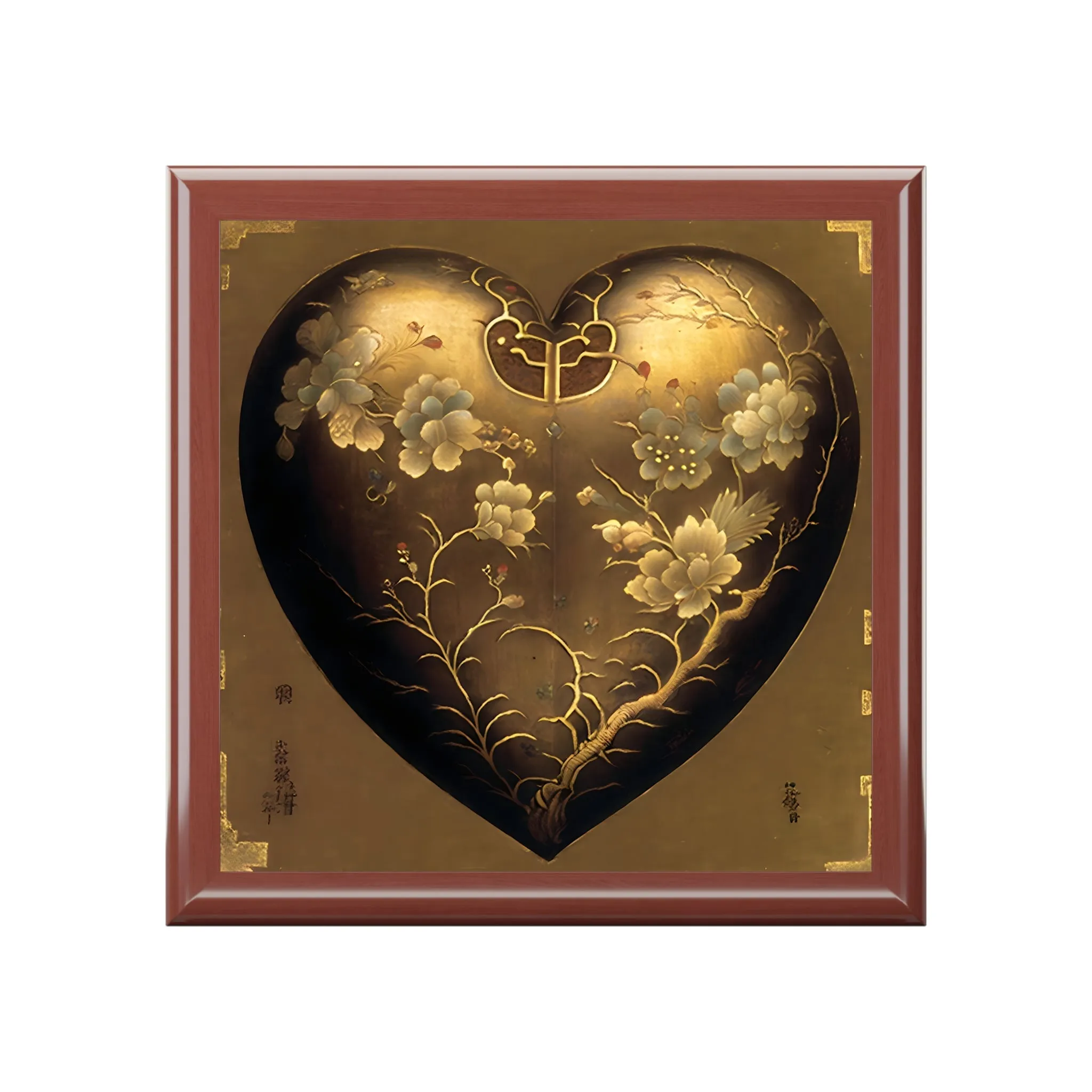 Antique Style Chinese Folk Art Heart Gift and Jewelry Box