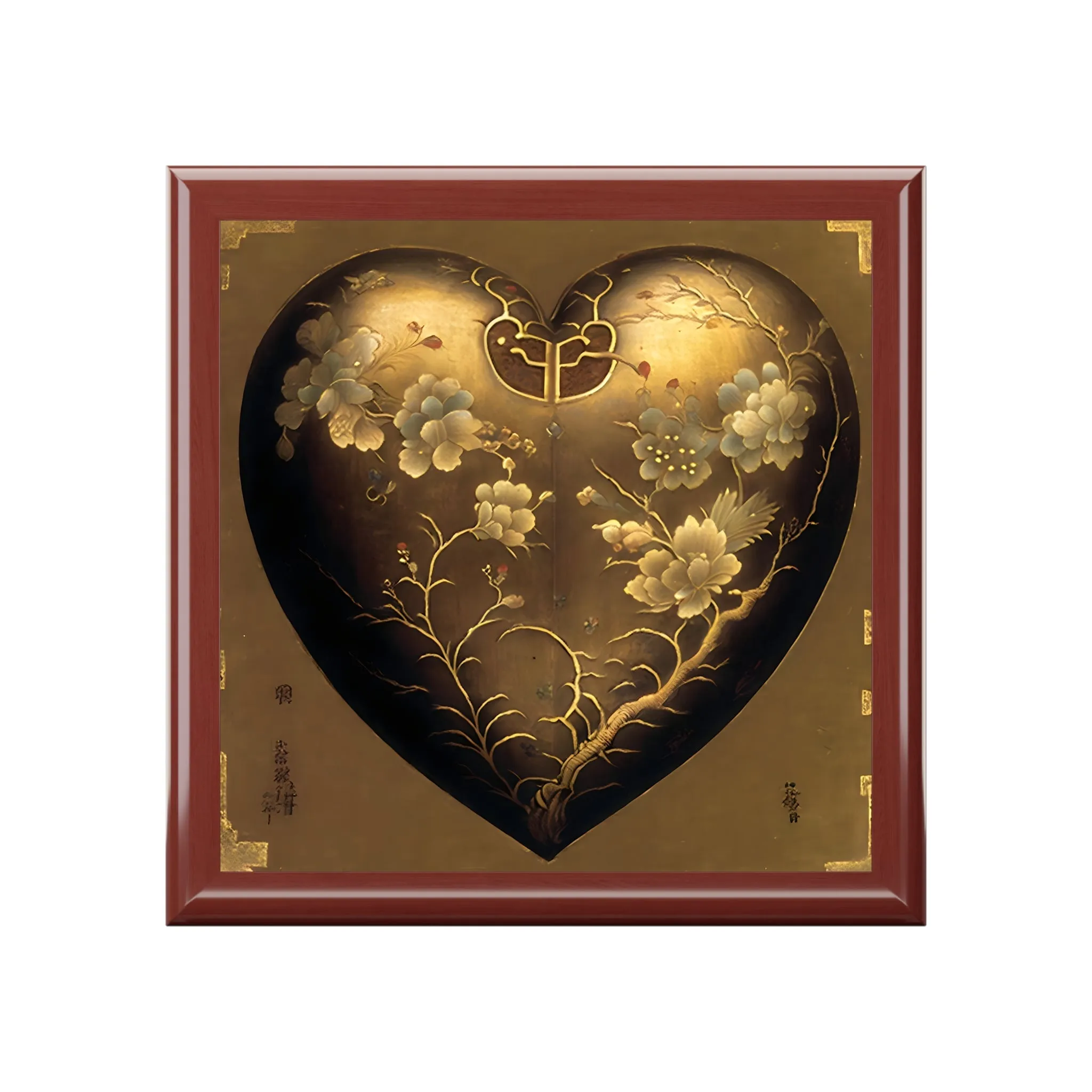 Antique Style Chinese Folk Art Heart Gift and Jewelry Box
