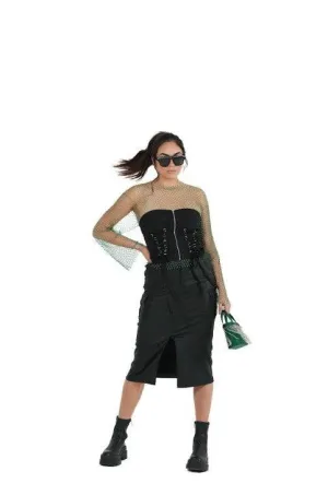 Black Cargo Skirt