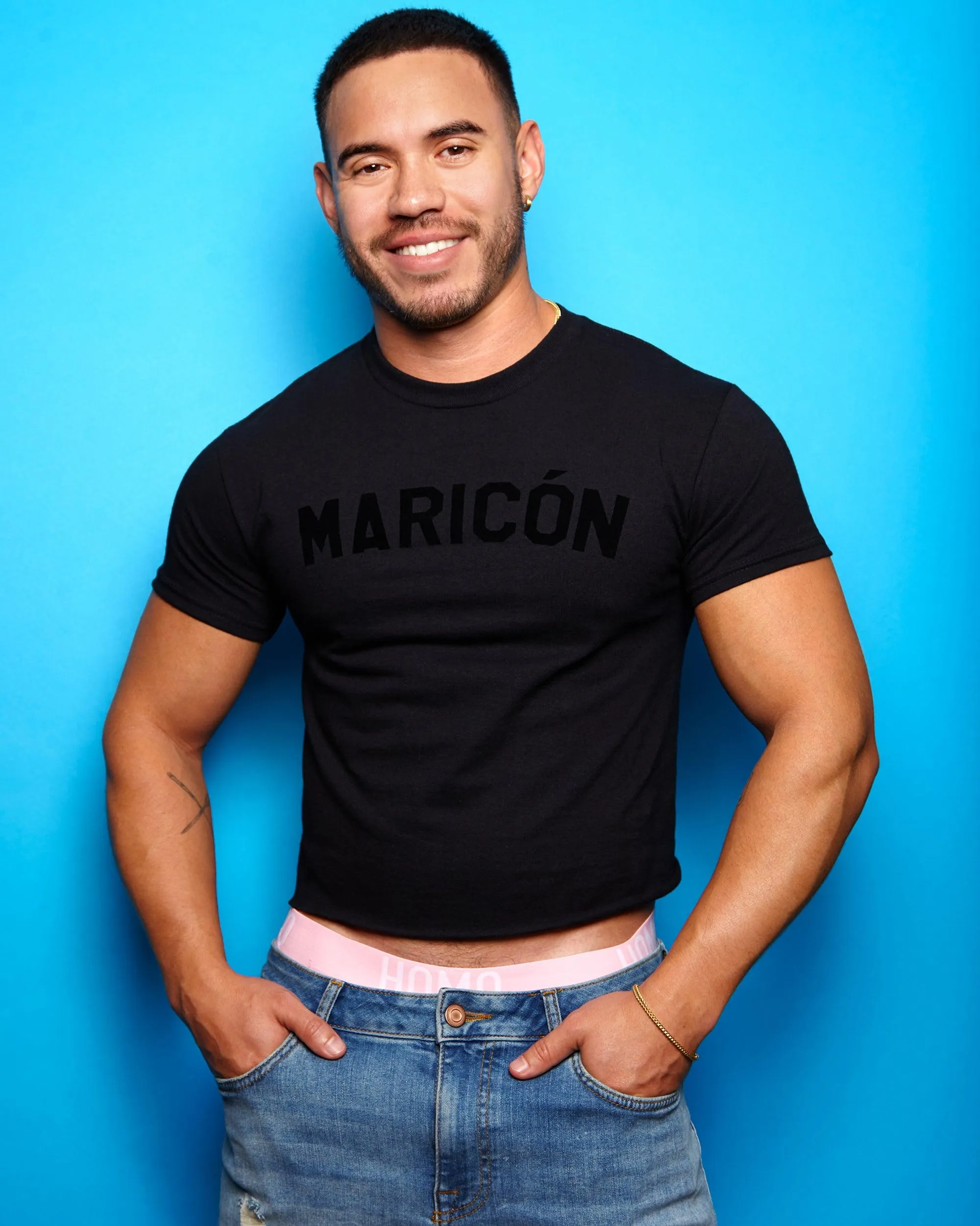 Black flock Maricón - black cropped tee / crop top