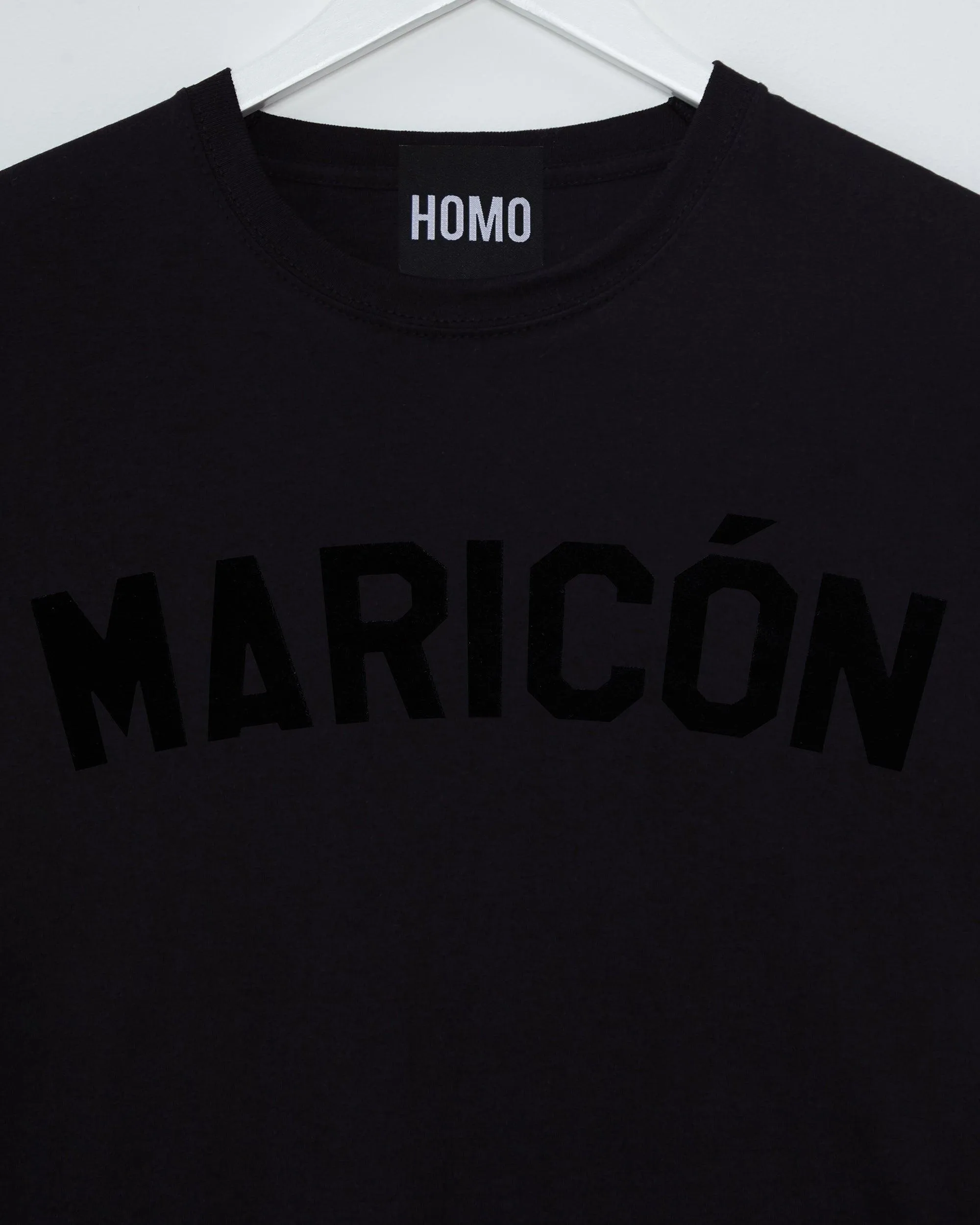 Black flock Maricón - black cropped tee / crop top