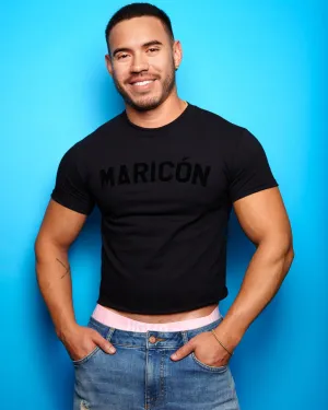 Black flock Maricón - black cropped tee / crop top