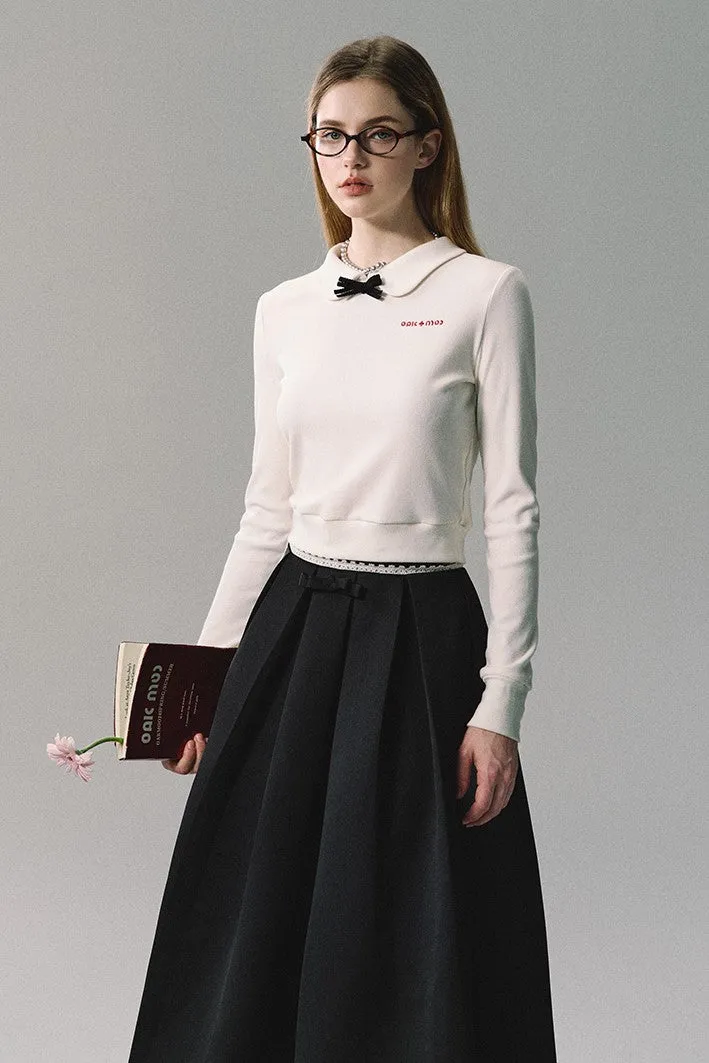 Black Pleated Midi Skirt