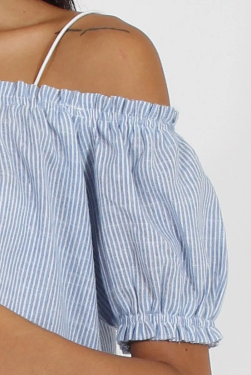 Blue Stripe Cami Cold Shoulder Top - Isidora