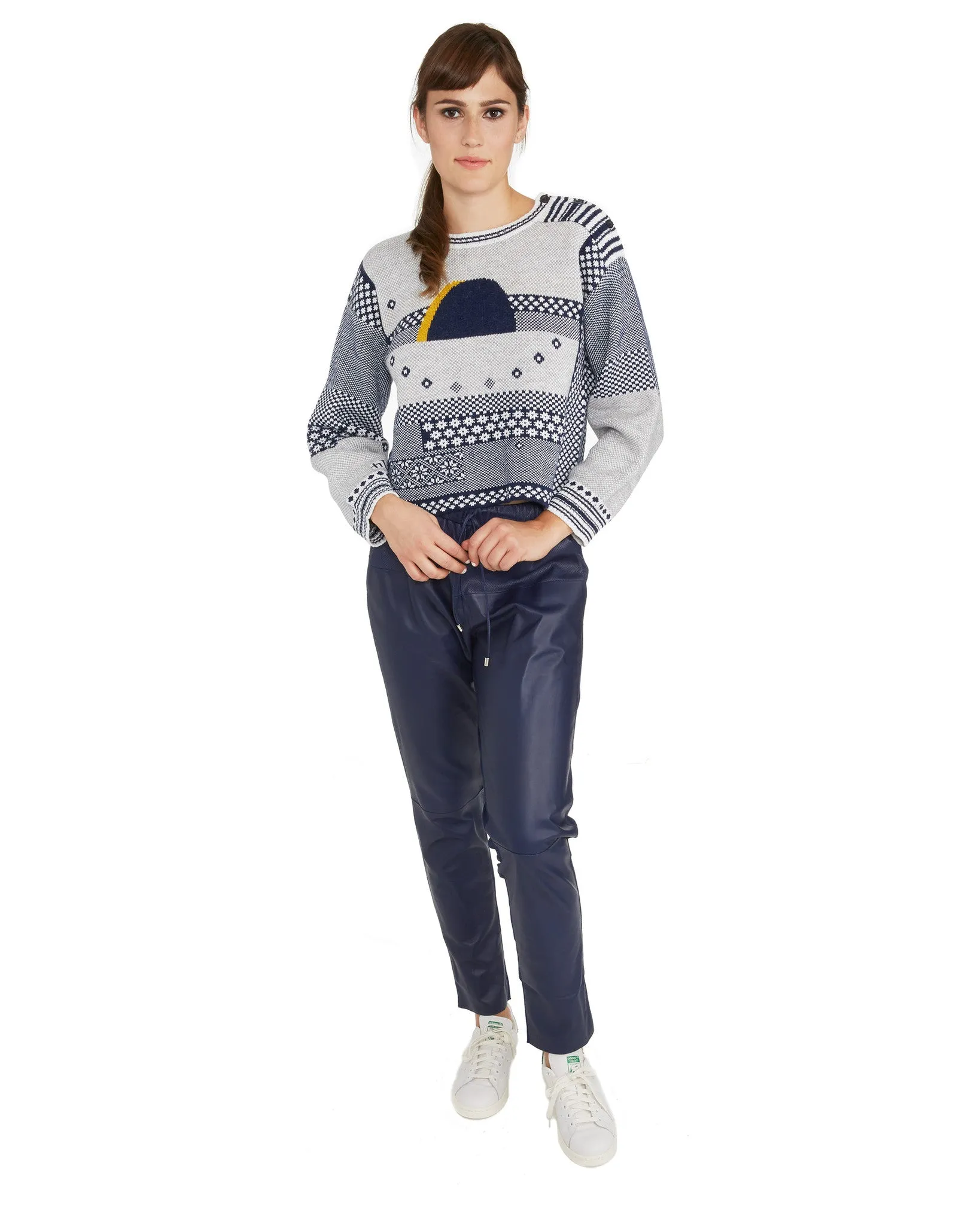 Brogden Leather Track Pant | Blue - FINAL SALE