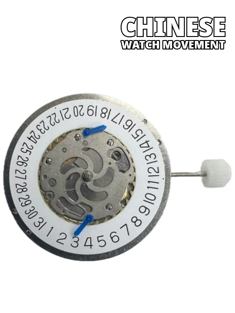 Chinese Automatic Mechanical Watch Movement Calendar 2BA0 4Hands, Second Hand at 6:00 Overall Height 8.1mm