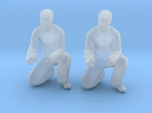 Chinese Man Squatting Hands Open