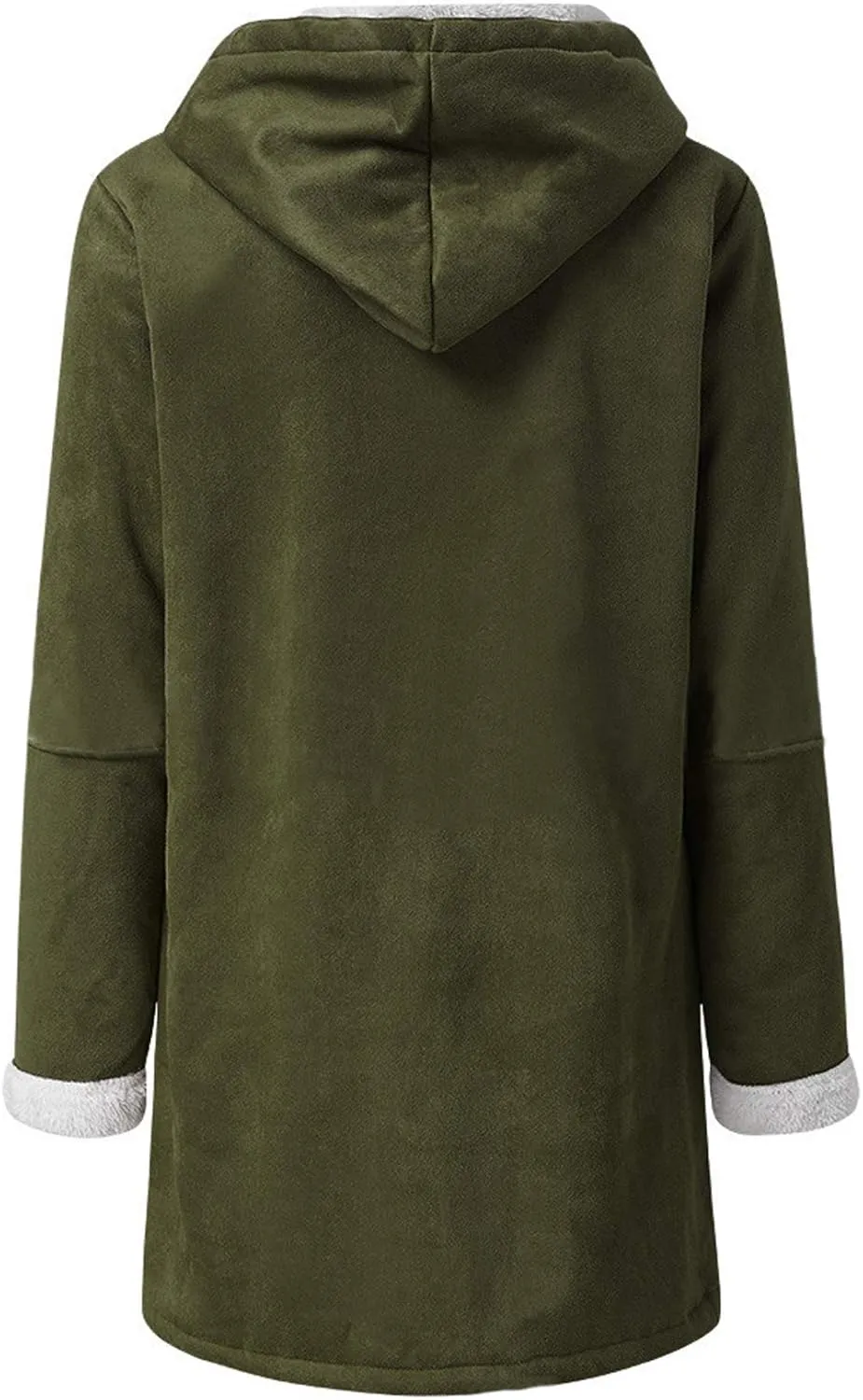 chouyatou Women's Winter Warm Sherpa Lined Suede Leather Longline Coat with Horn Buttons