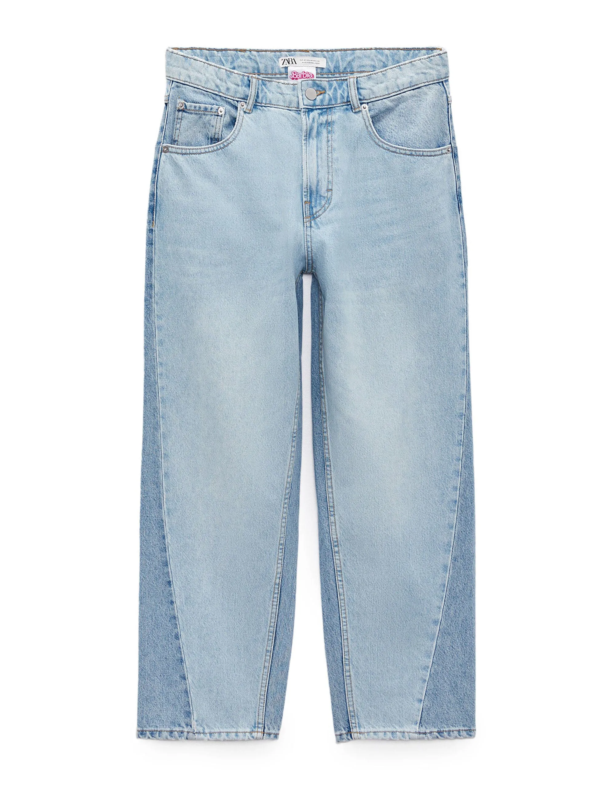 Colour-block denim jeans