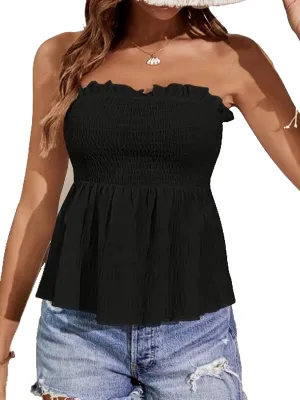 Coquette Bandeau Top Womens Tube Tops Y2k Strapless Top Sleeveless Croset Peplum Top Summer 2024