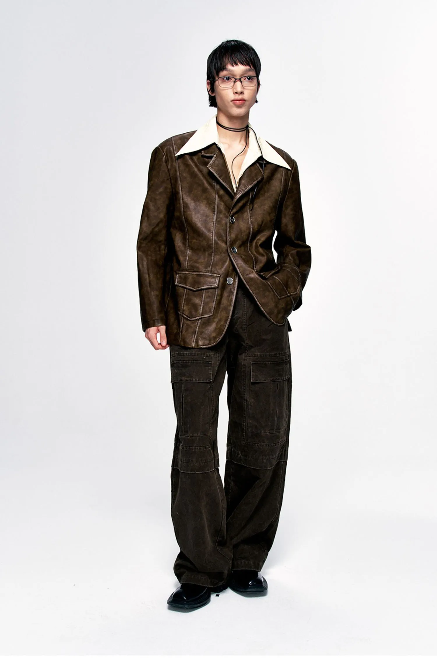 Damaged retro wide-leg pants