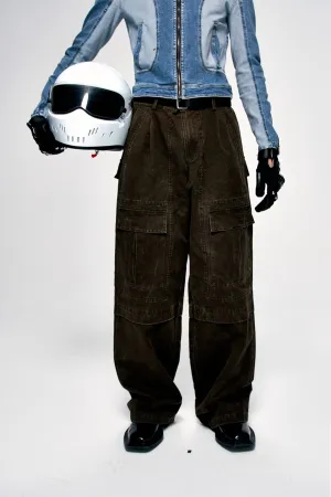 Damaged retro wide-leg pants
