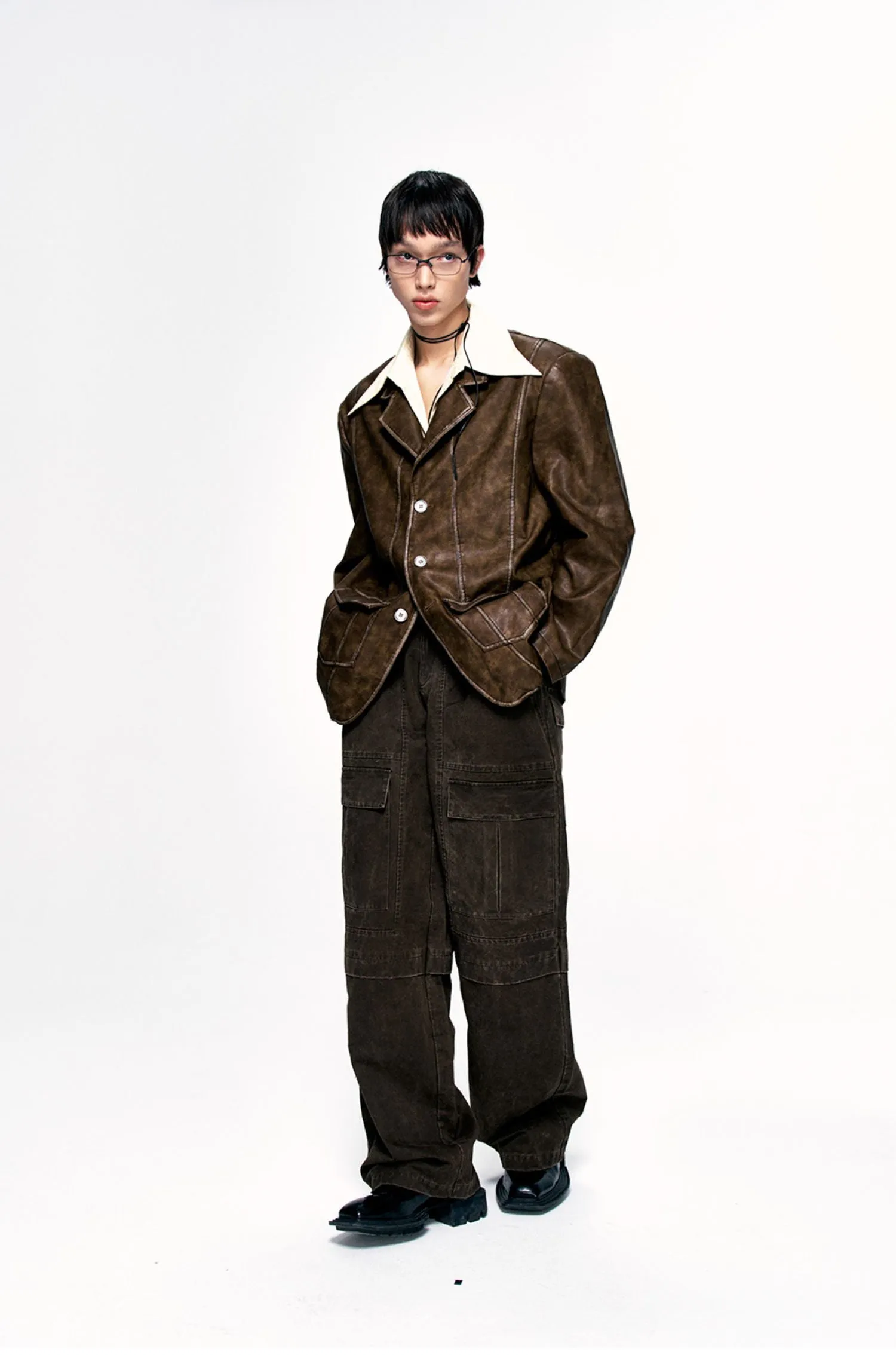Damaged retro wide-leg pants
