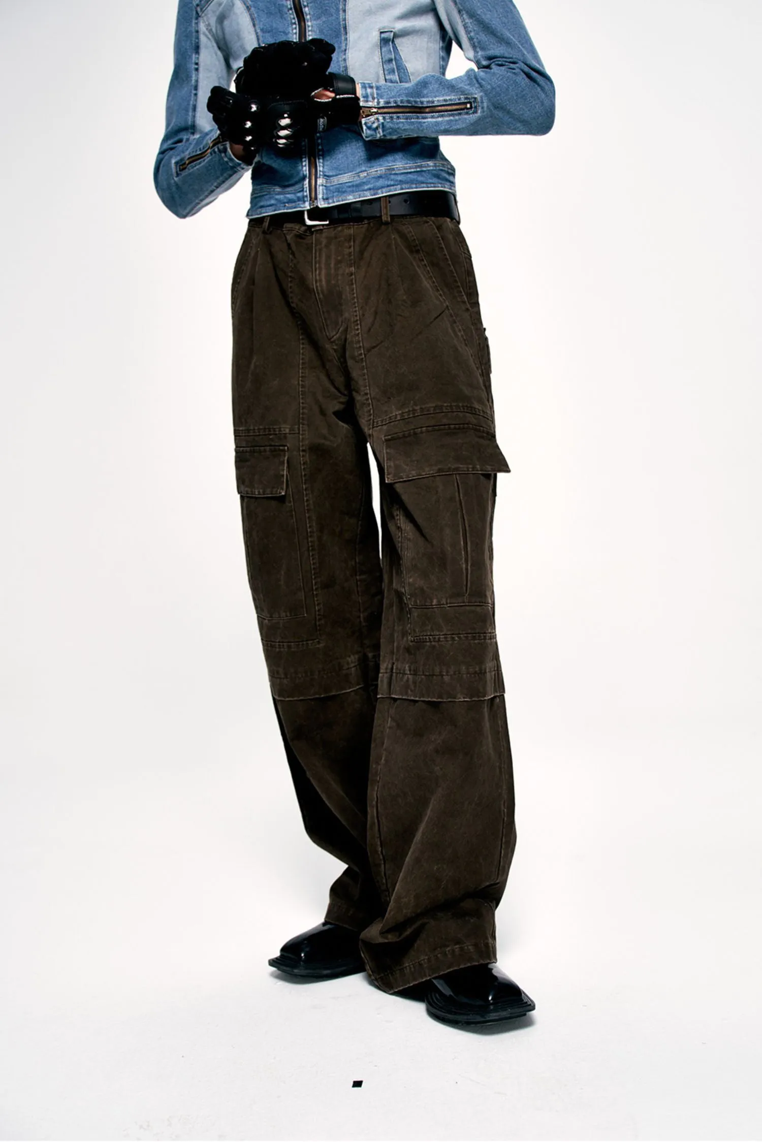 Damaged retro wide-leg pants