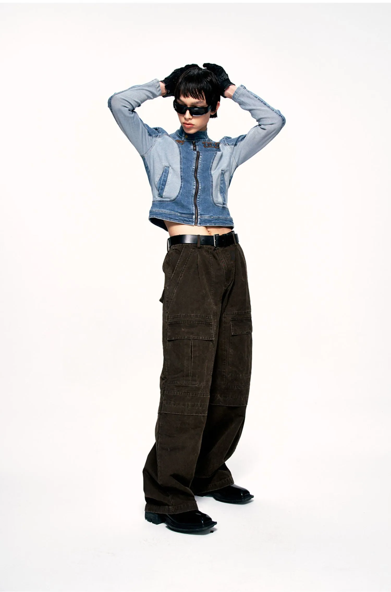 Damaged retro wide-leg pants