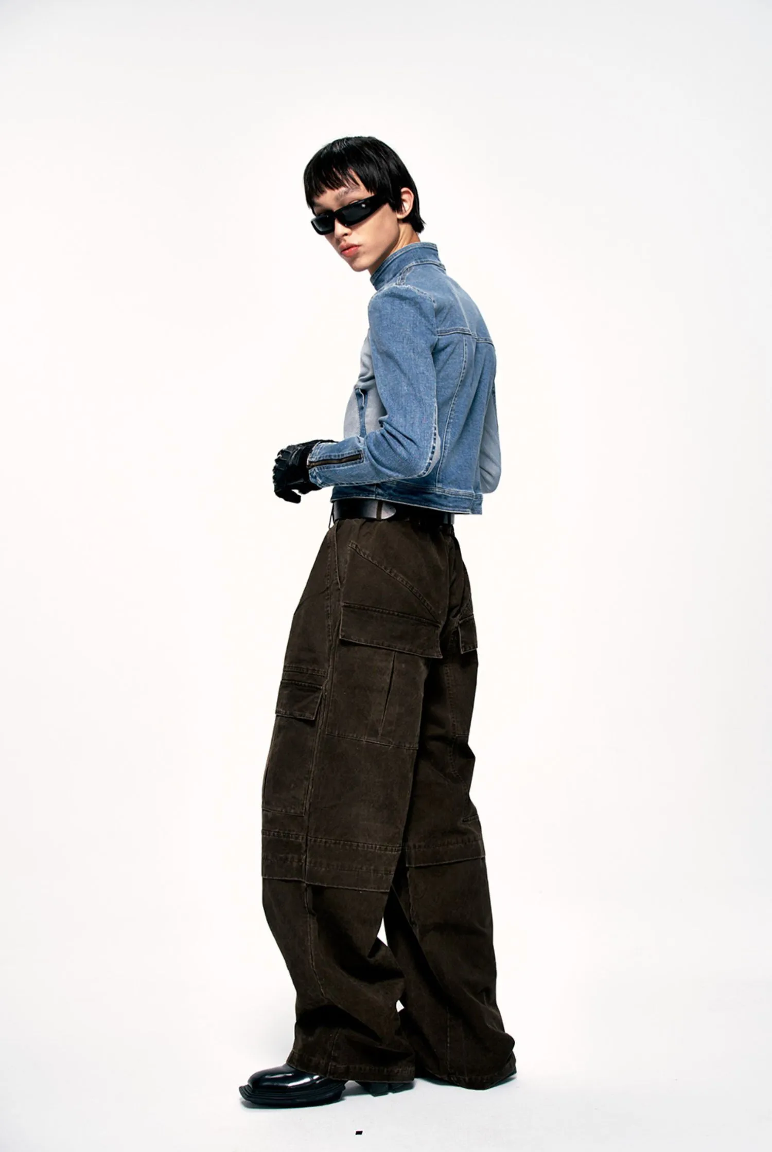 Damaged retro wide-leg pants