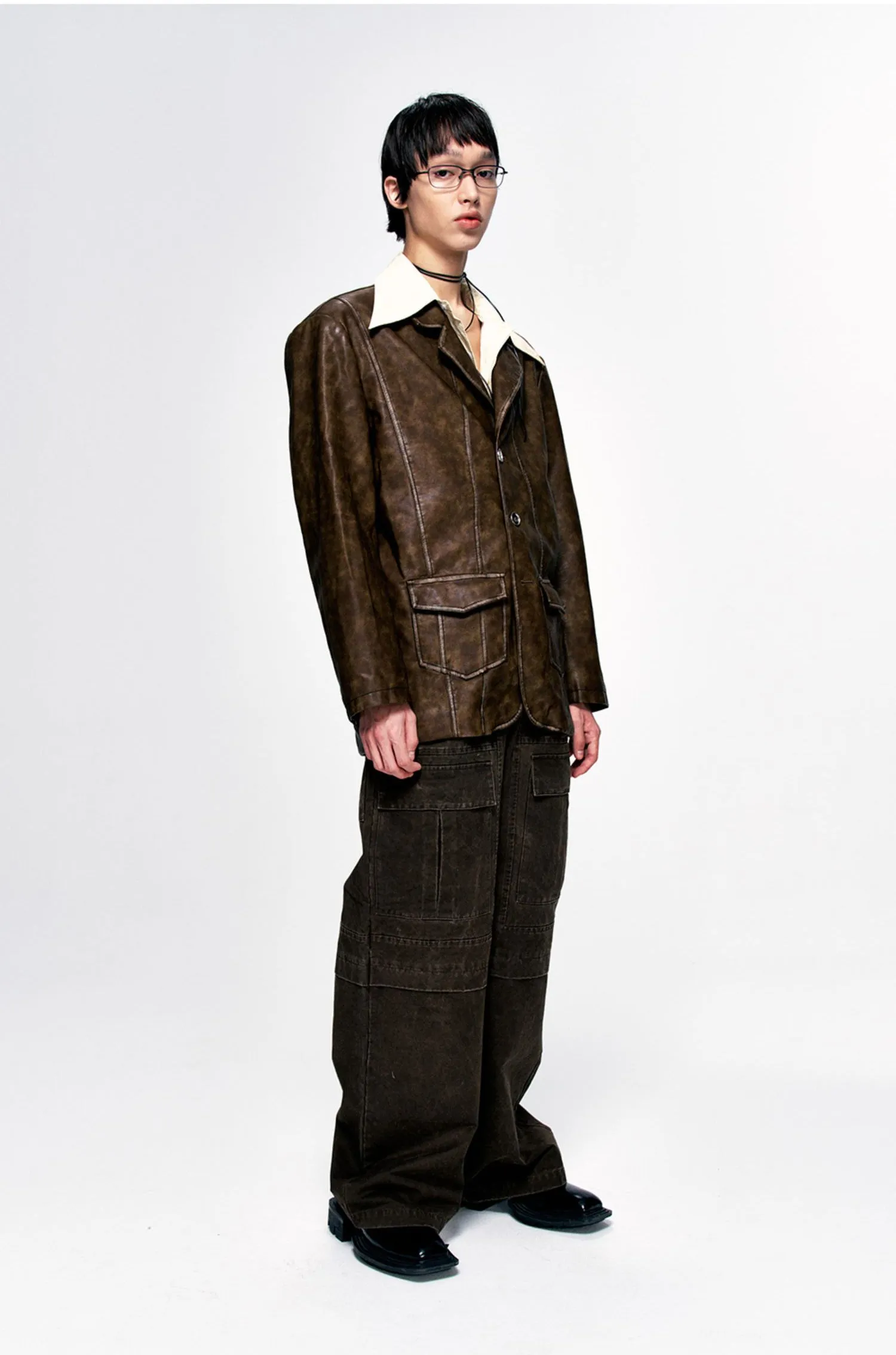 Damaged retro wide-leg pants