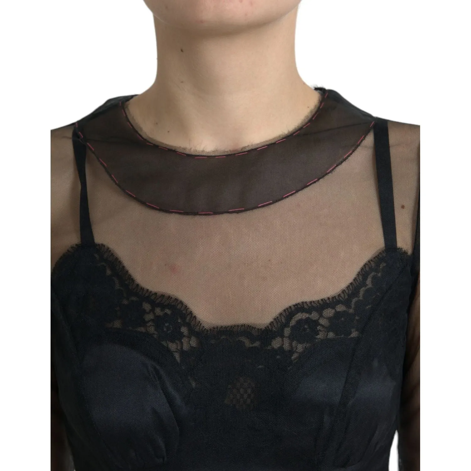 Dolce & Gabbana Floral Embroidery Tulle Long Evening Dress