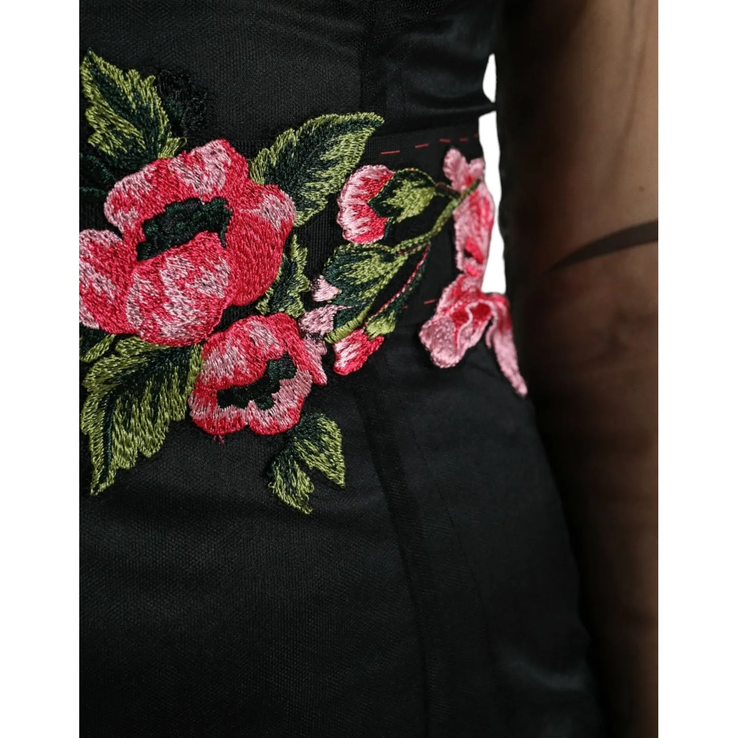 Dolce & Gabbana Floral Embroidery Tulle Long Evening Dress