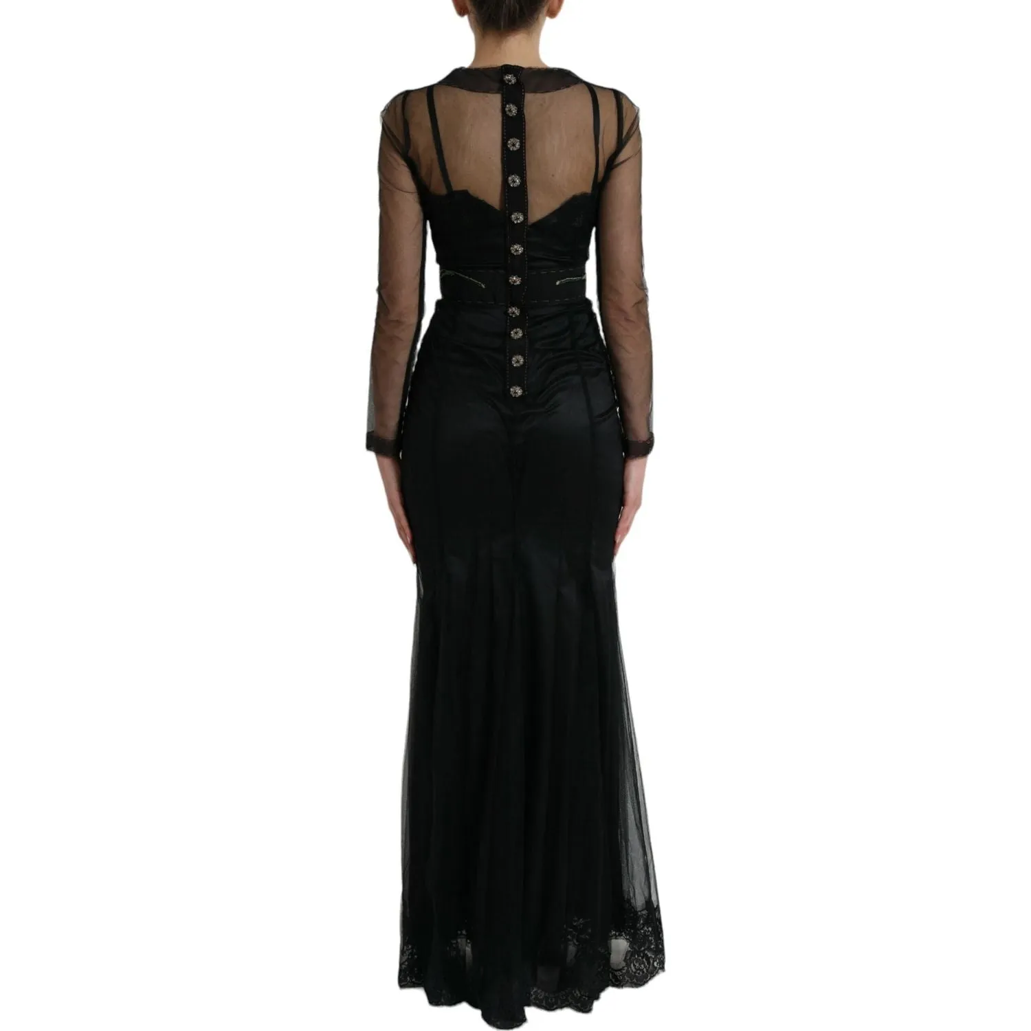 Dolce & Gabbana Floral Embroidery Tulle Long Evening Dress