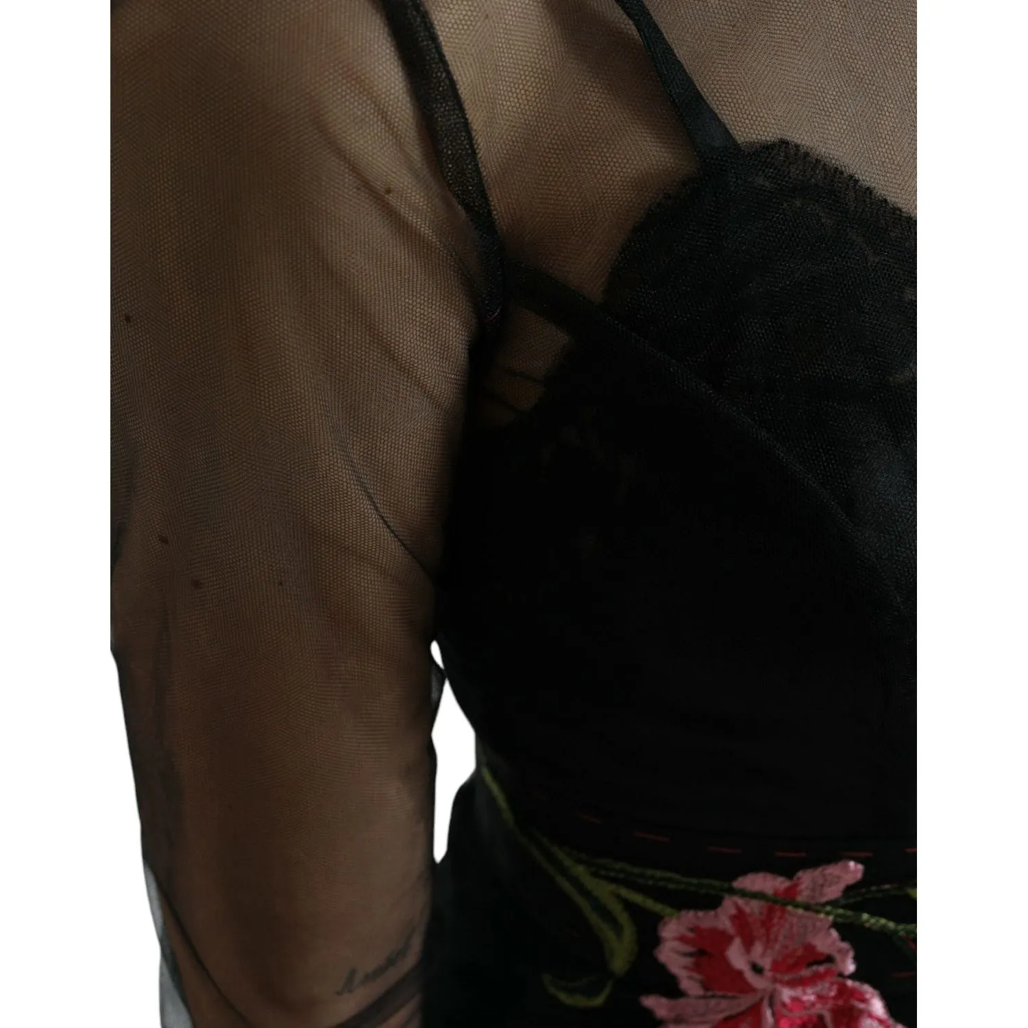 Dolce & Gabbana Floral Embroidery Tulle Long Evening Dress