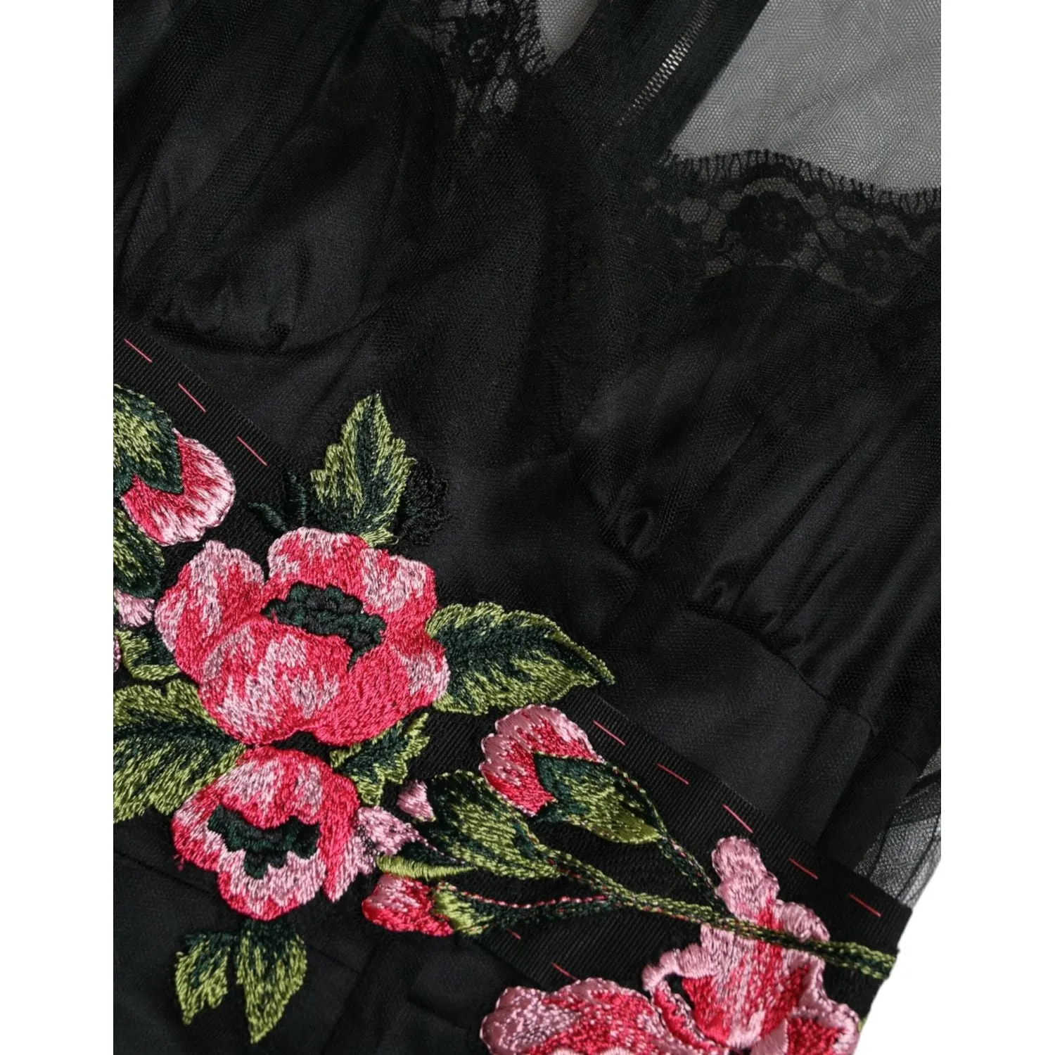 Dolce & Gabbana Floral Embroidery Tulle Long Evening Dress