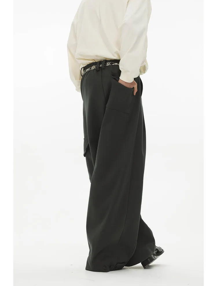 Draped Silhouette Wide Leg Pants