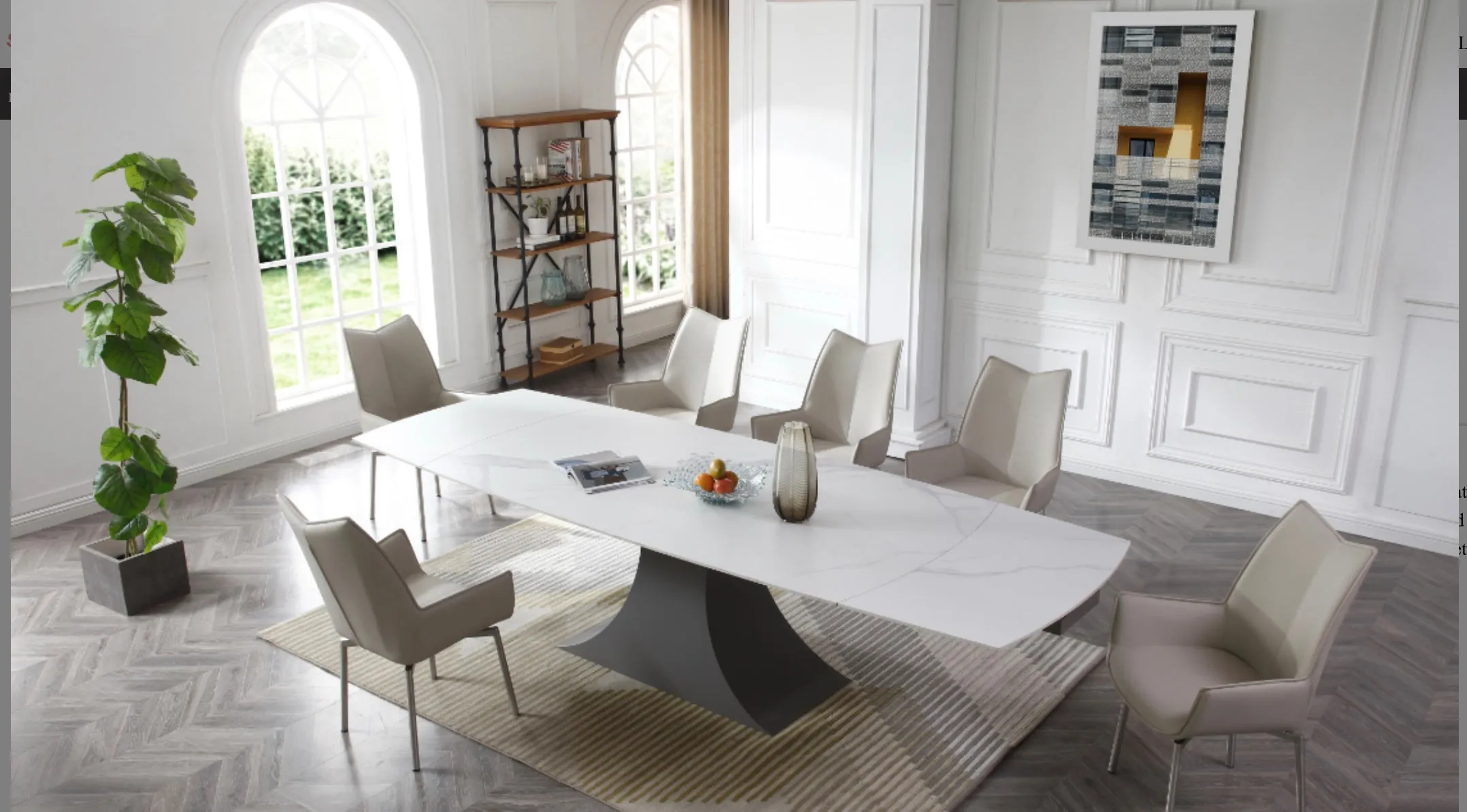 Elegance dining table - white ceramic top
