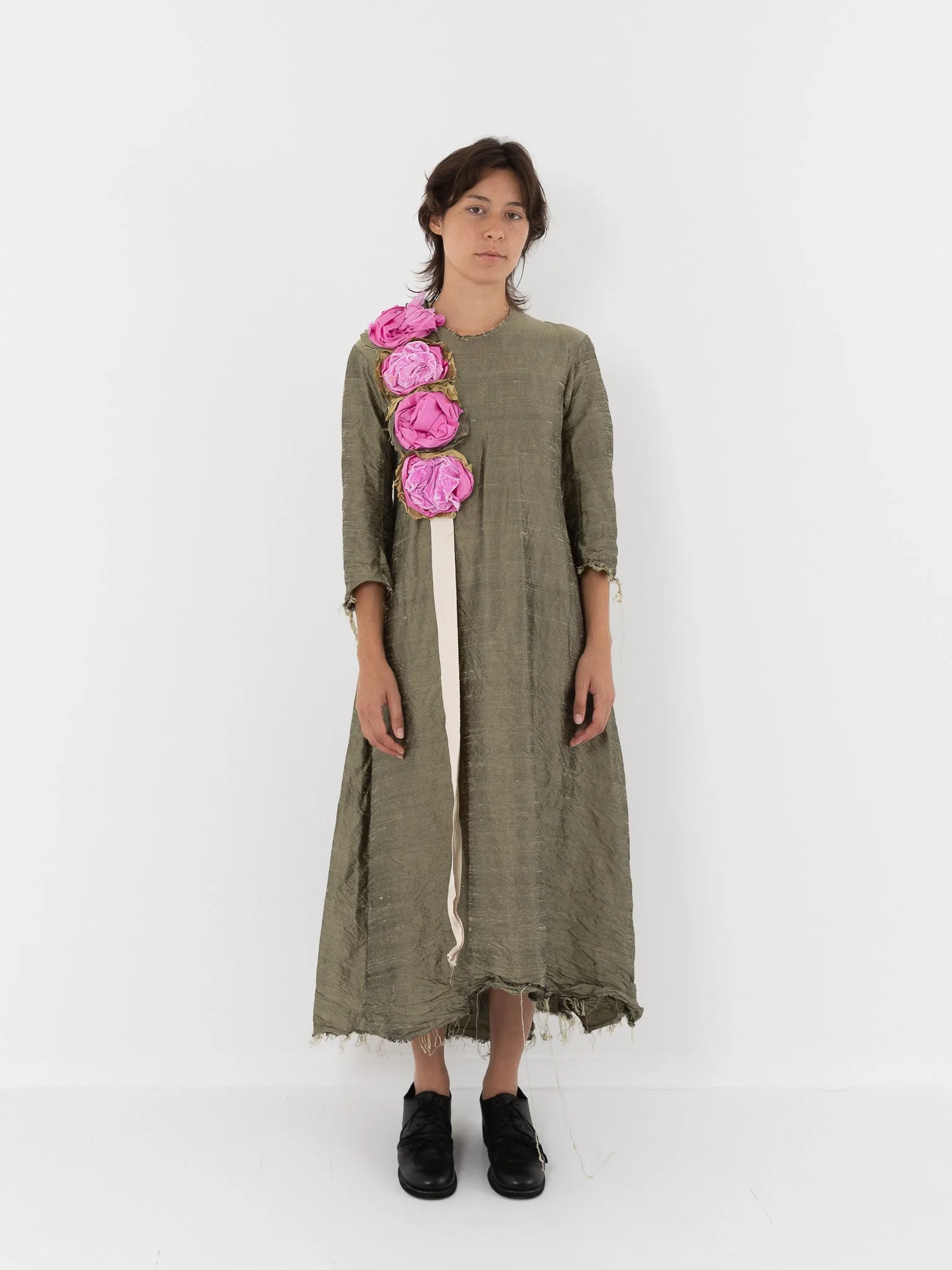 Elena Dawson House Dress, Olive Silk Dupioni