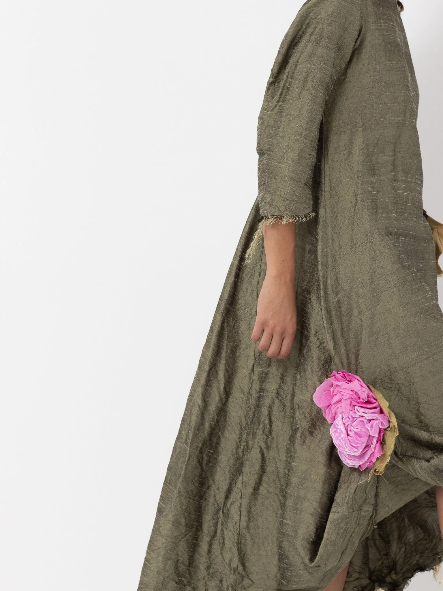 Elena Dawson House Dress, Olive Silk Dupioni