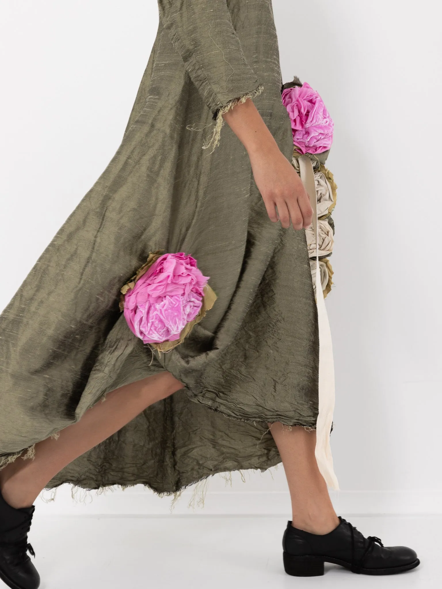 Elena Dawson House Dress, Olive Silk Dupioni