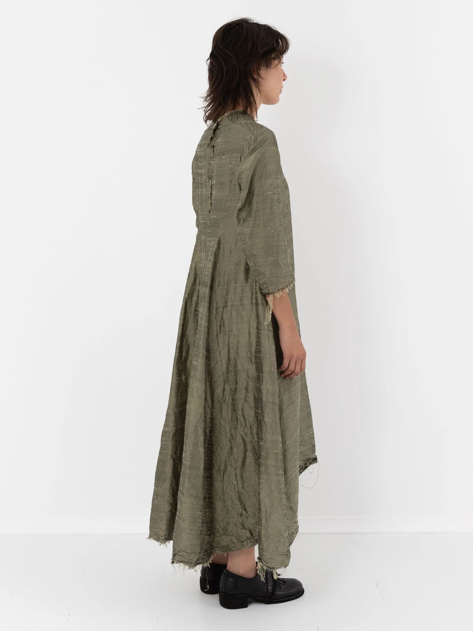 Elena Dawson House Dress, Olive Silk Dupioni