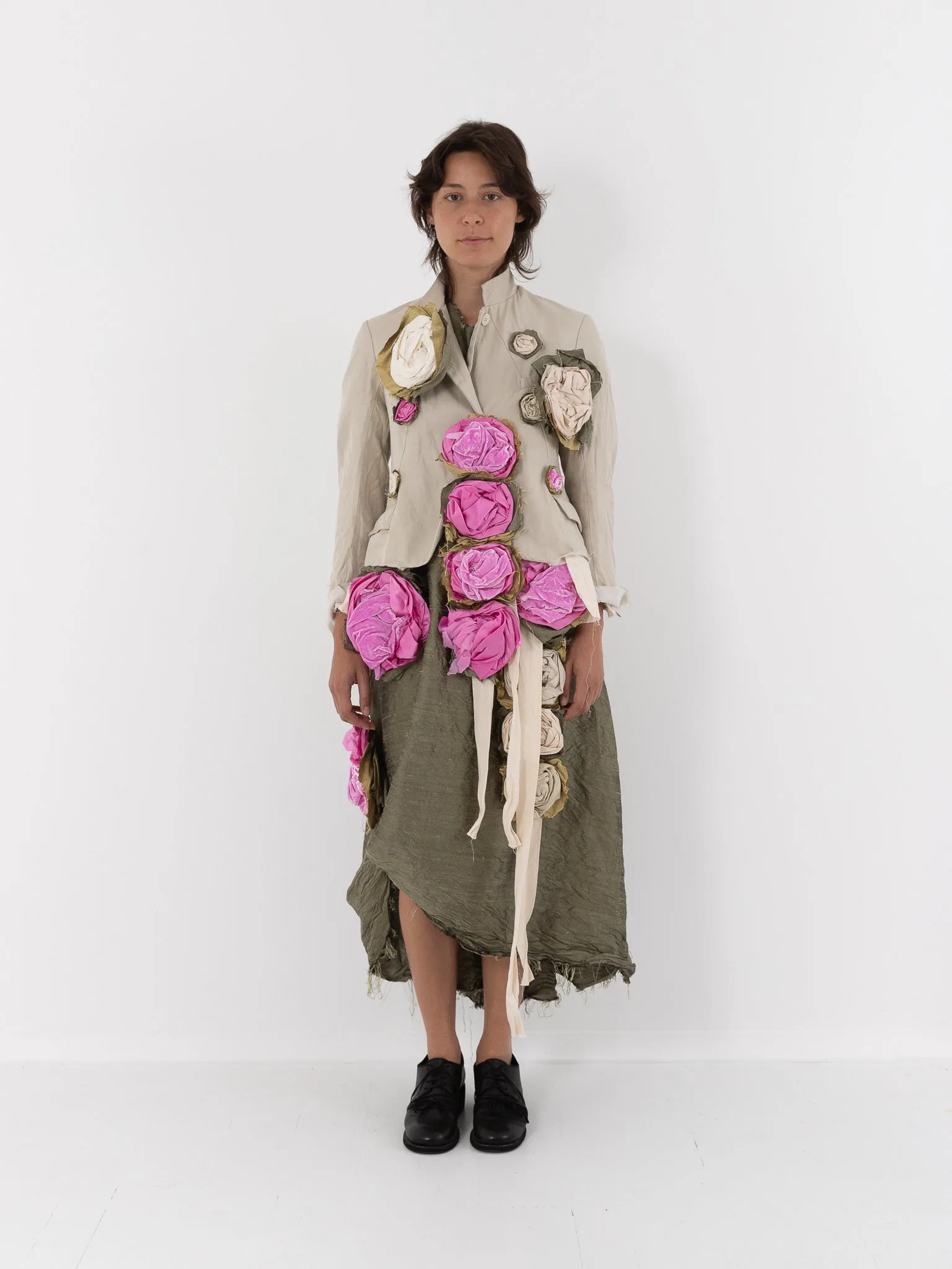 Elena Dawson House Dress, Olive Silk Dupioni