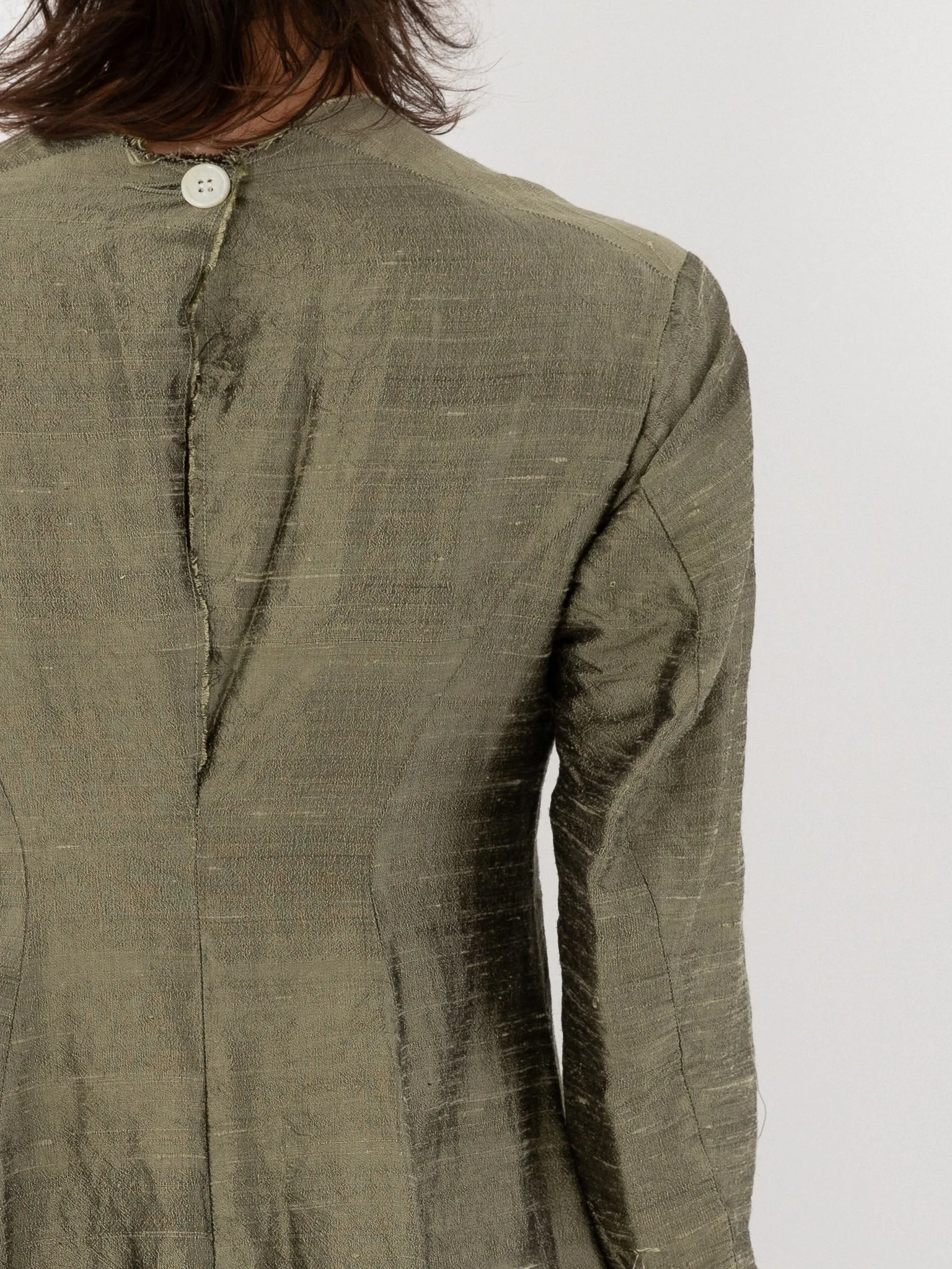 Elena Dawson House Dress, Olive Silk Dupioni