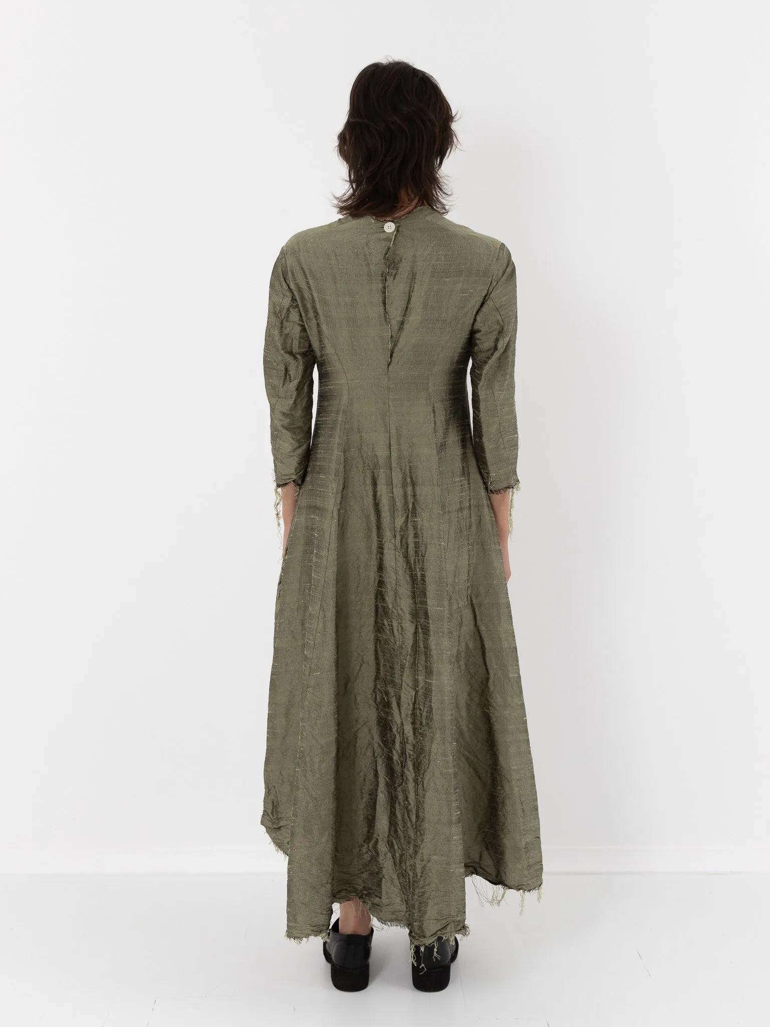 Elena Dawson House Dress, Olive Silk Dupioni