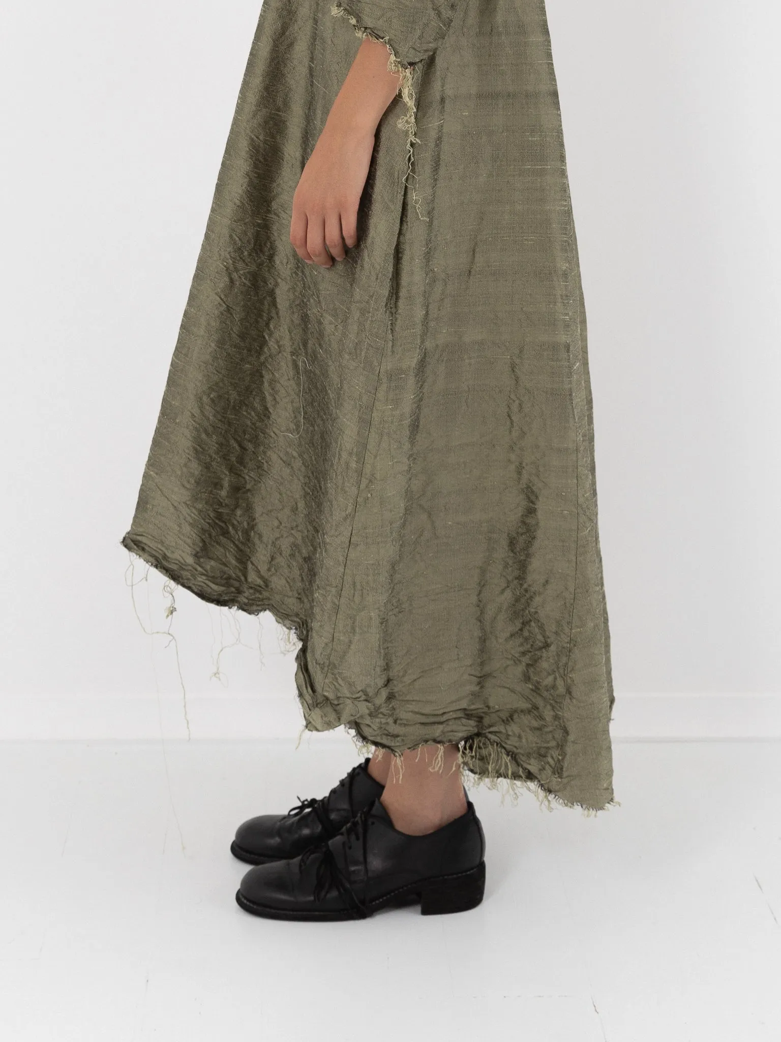 Elena Dawson House Dress, Olive Silk Dupioni