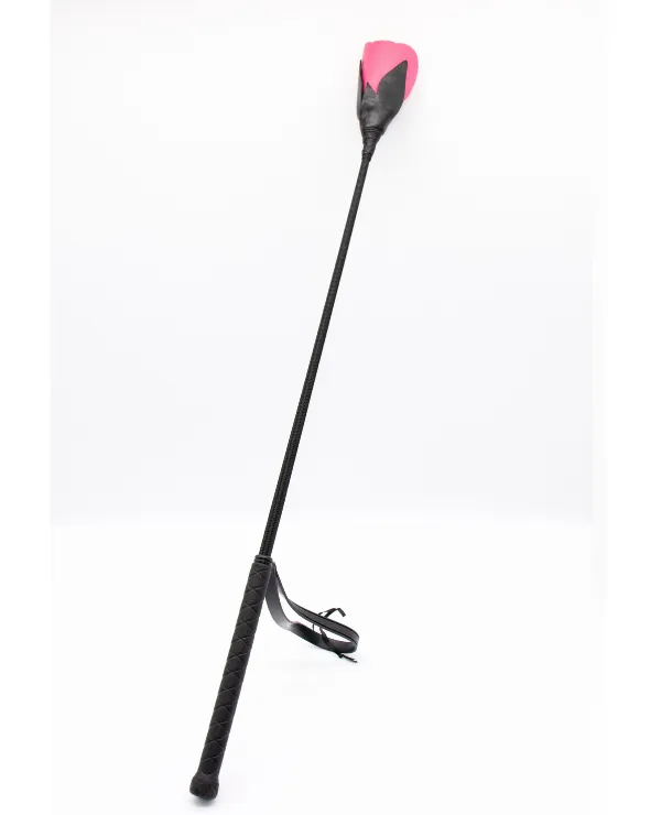 Enchanted Leather Rose Tipped Crop in Pink