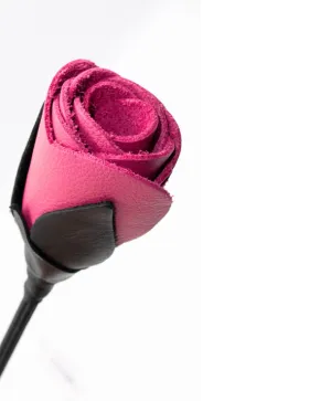 Enchanted Leather Rose Tipped Crop in Pink