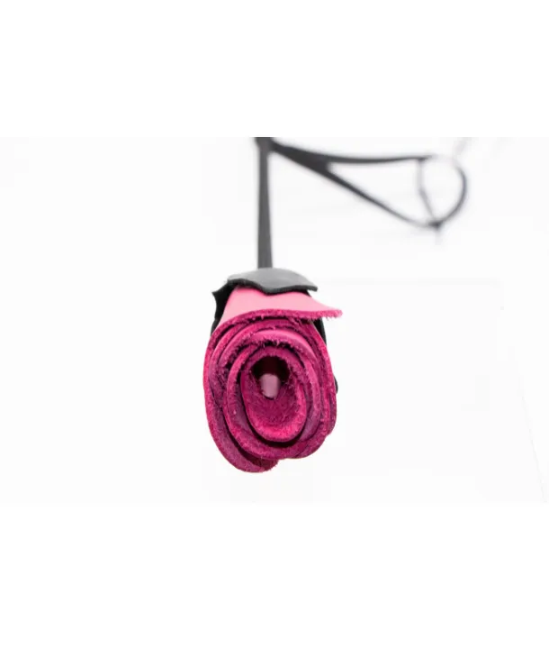 Enchanted Leather Rose Tipped Crop in Pink
