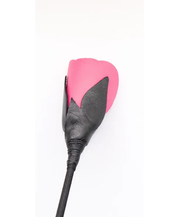 Enchanted Leather Rose Tipped Crop in Pink