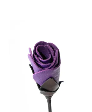 Enchanted Leather Rose Tipped Crop in Purple