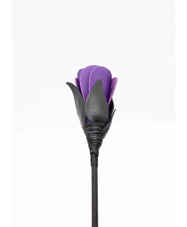 Enchanted Leather Rose Tipped Crop in Purple