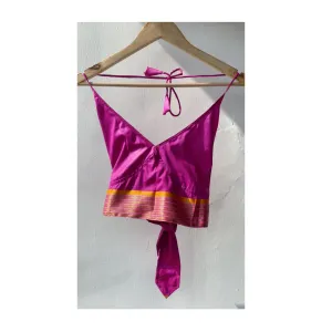 Fuchsia pink with yellow border