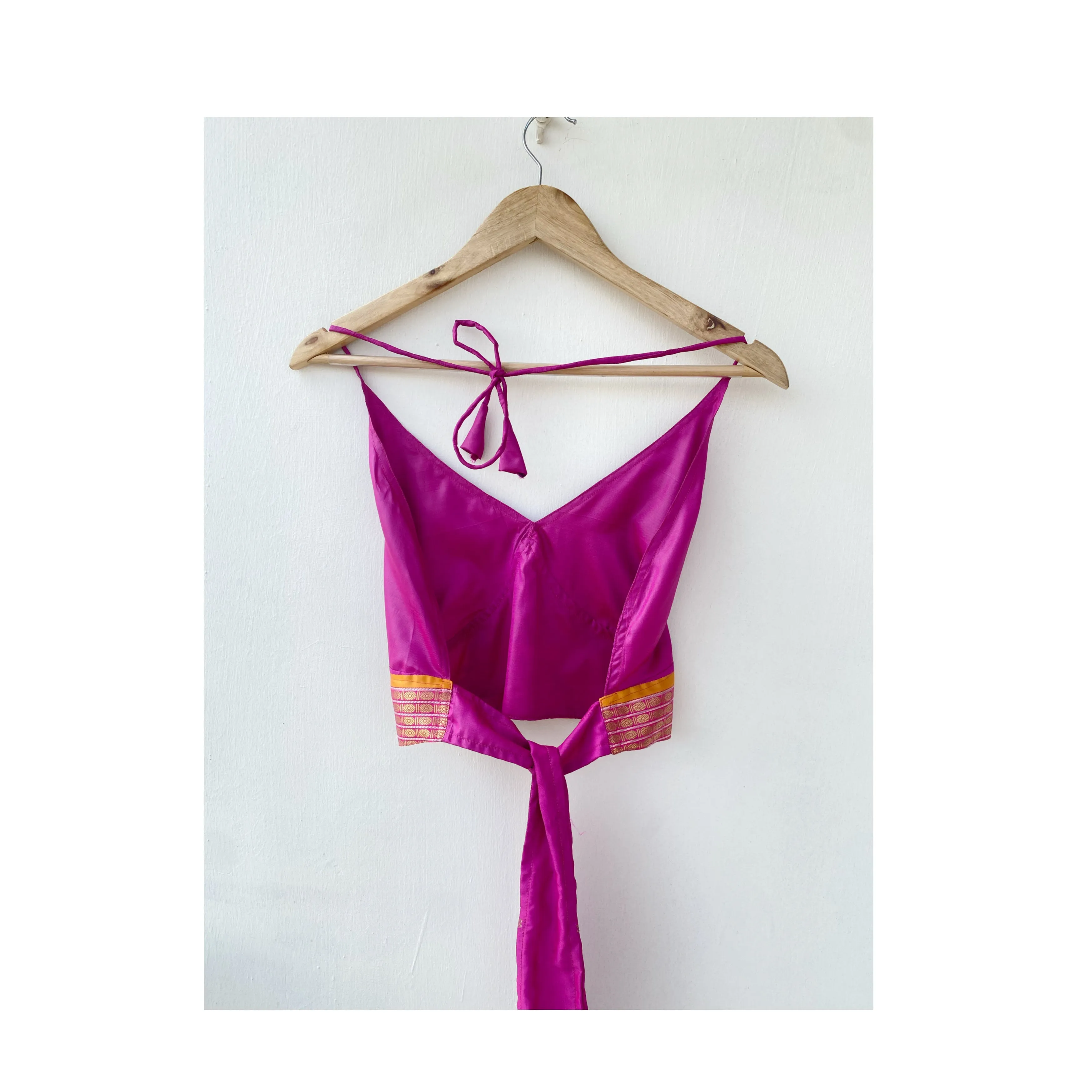 Fuchsia pink with yellow border