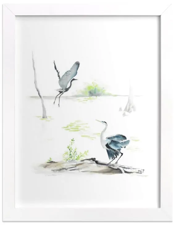 Herons On The Marsh - Fine Art Print