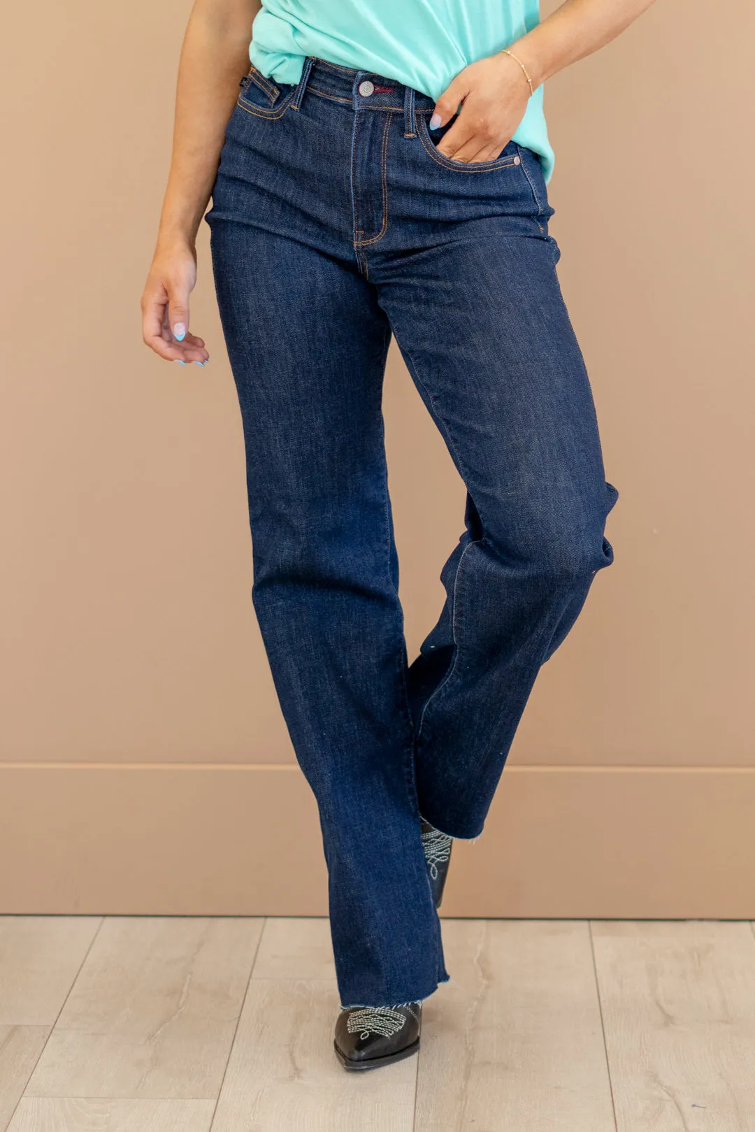 High Rise Vintage Back Darts Detail Straight