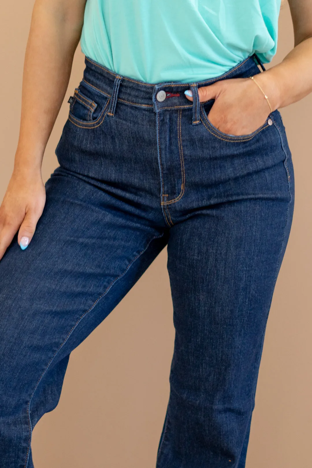 High Rise Vintage Back Darts Detail Straight